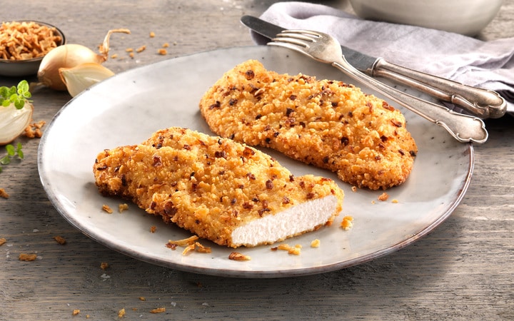 Escalopes de poulet aux oignons frits (Numéro d’article 11367)